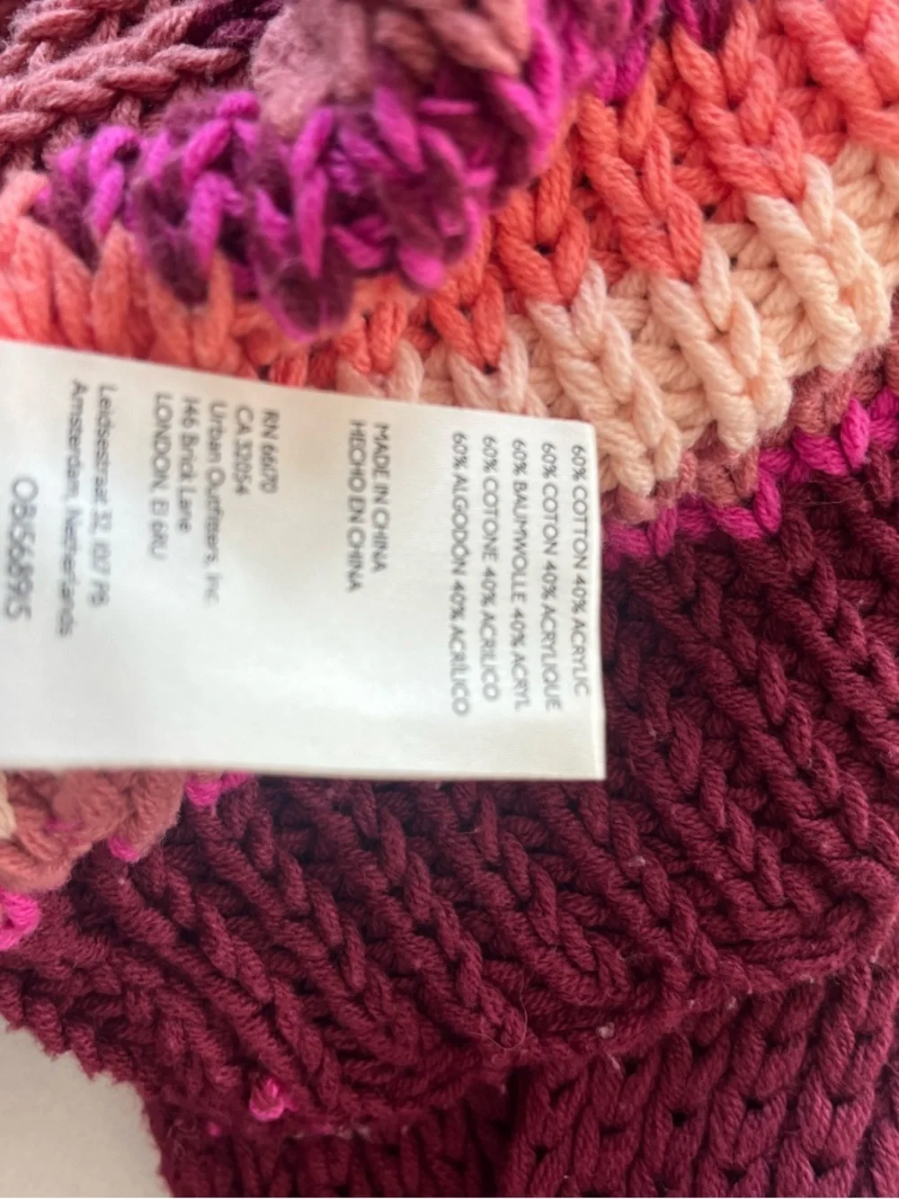 Free People Devon Stripe Crop Sweater Fuchsia Pink Chunky Knit, XS